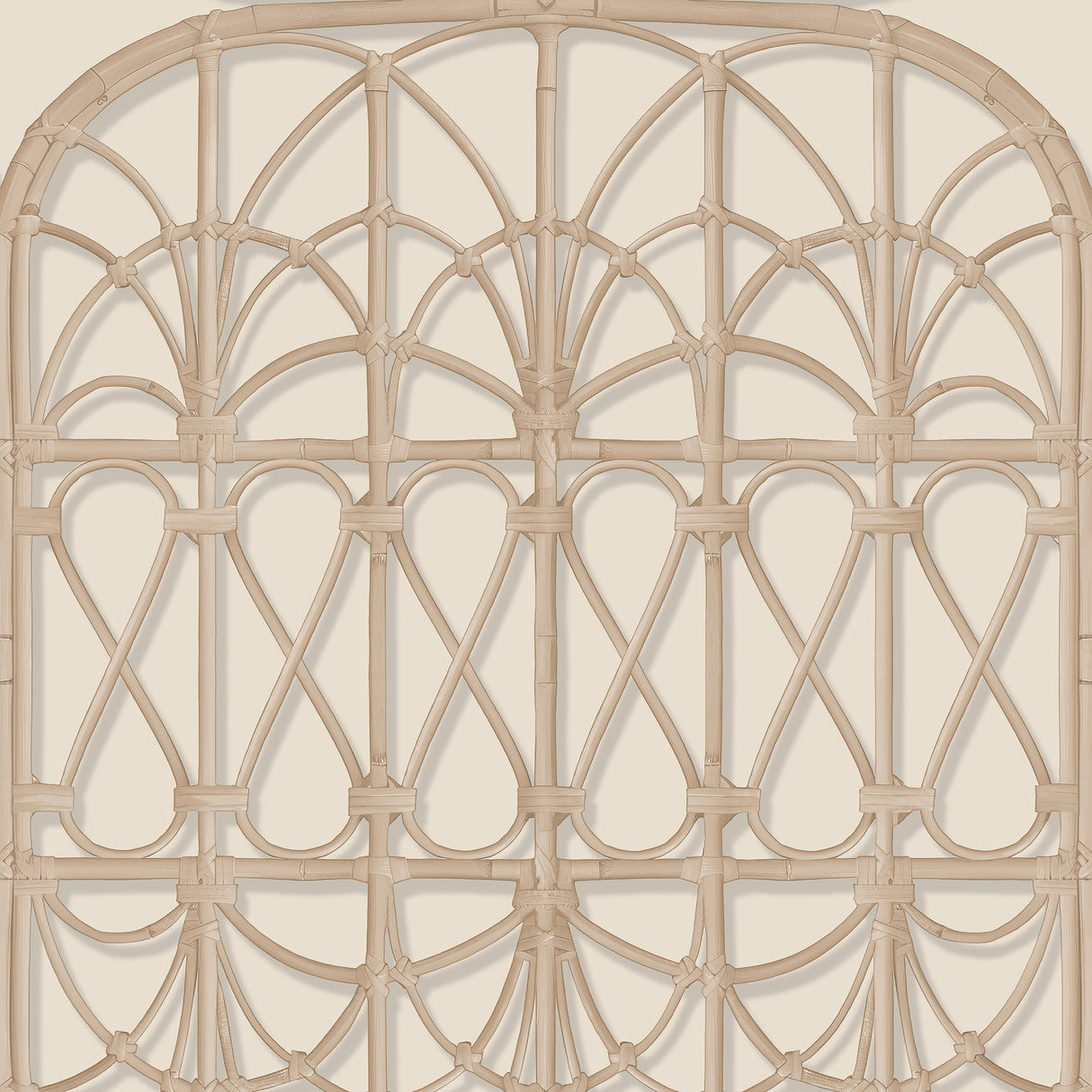 Lattice rattan arches trellis beige non-woven unpasted wallpaper roll 8196-AH2
