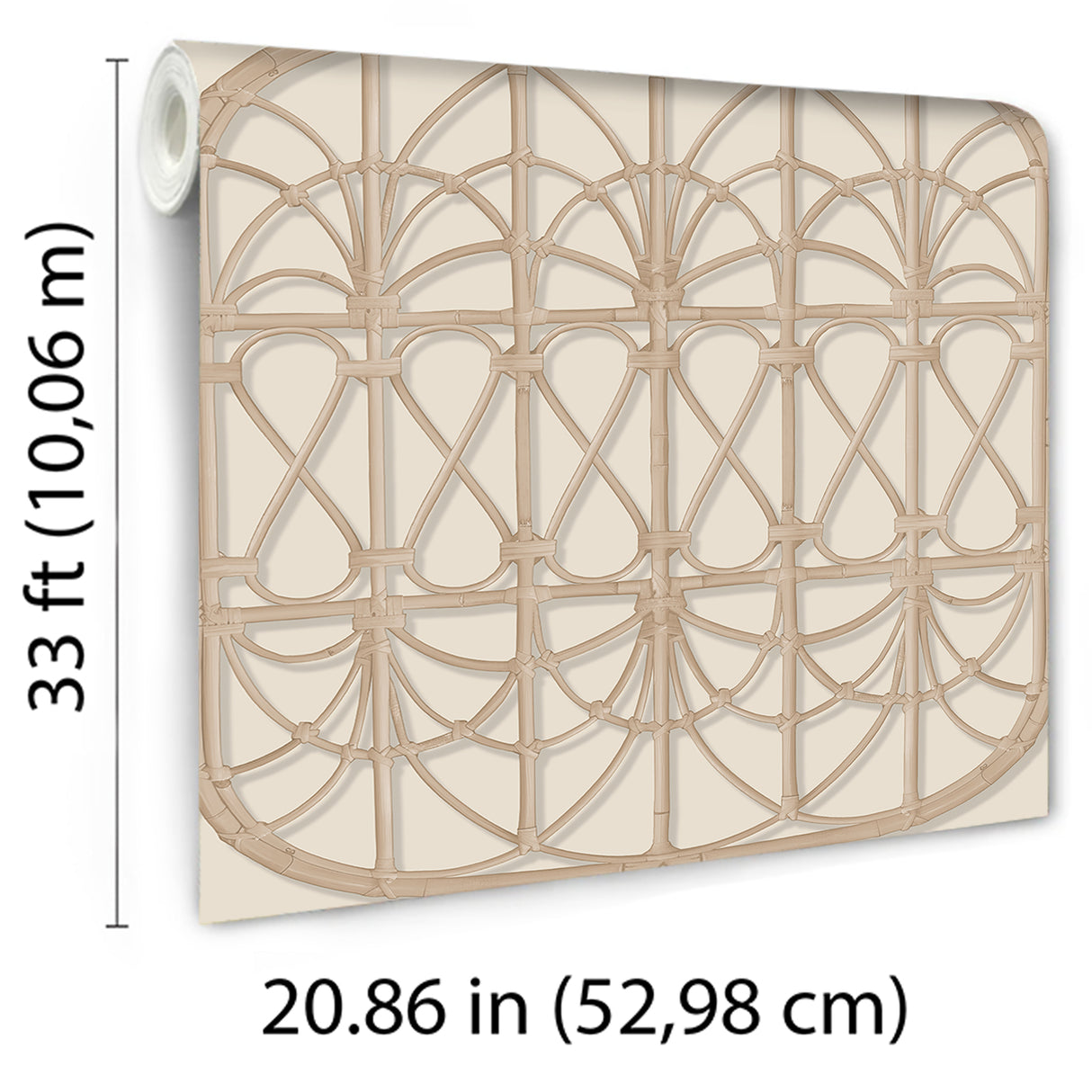 Lattice Rattan Panels Beige by Veer Decor Non-Woven Unpasted Wallpaper – Veer Decor 8196-AH2