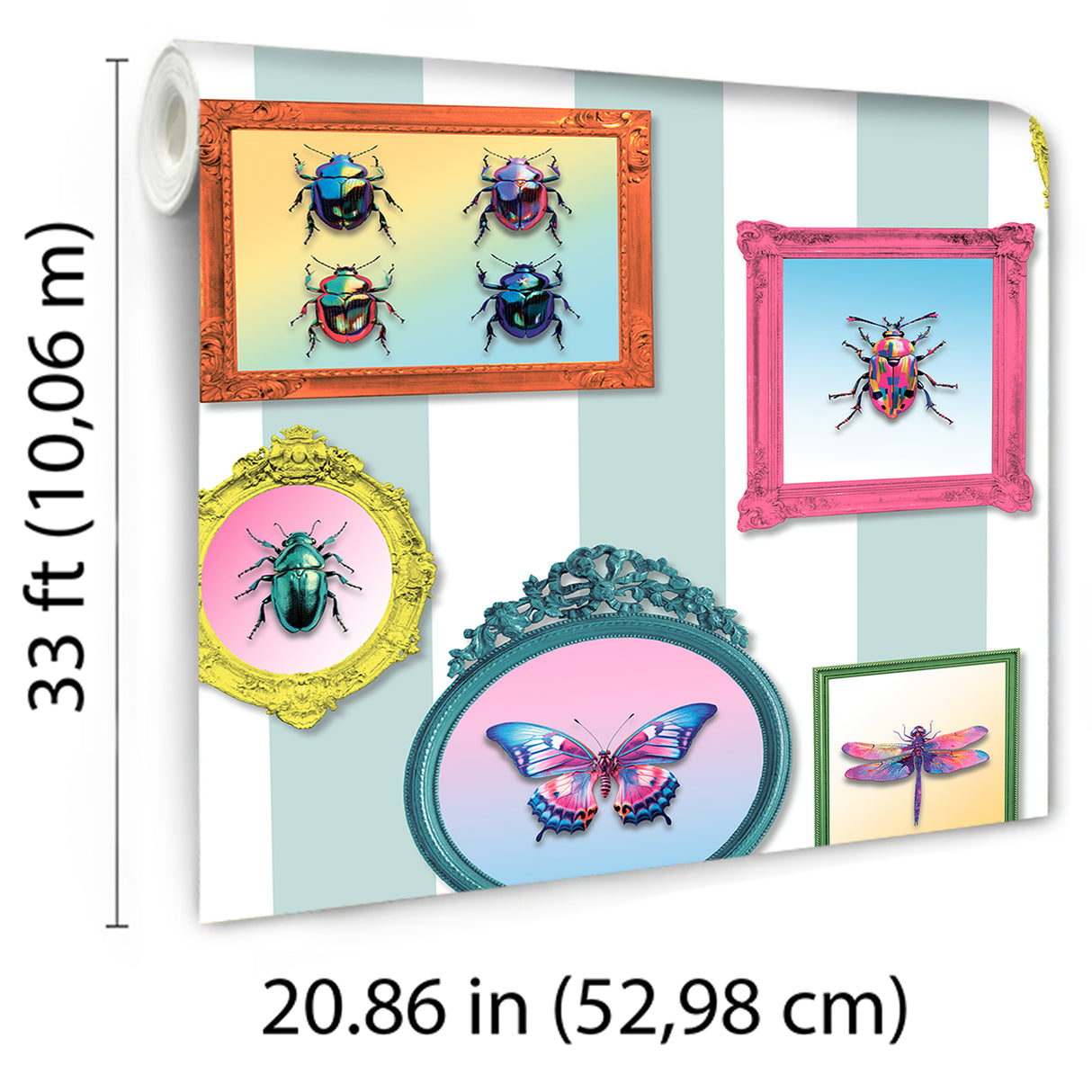 Entomology Gallery Blue by Veer Decor Novelty Wallpaper – 8196-AJ1