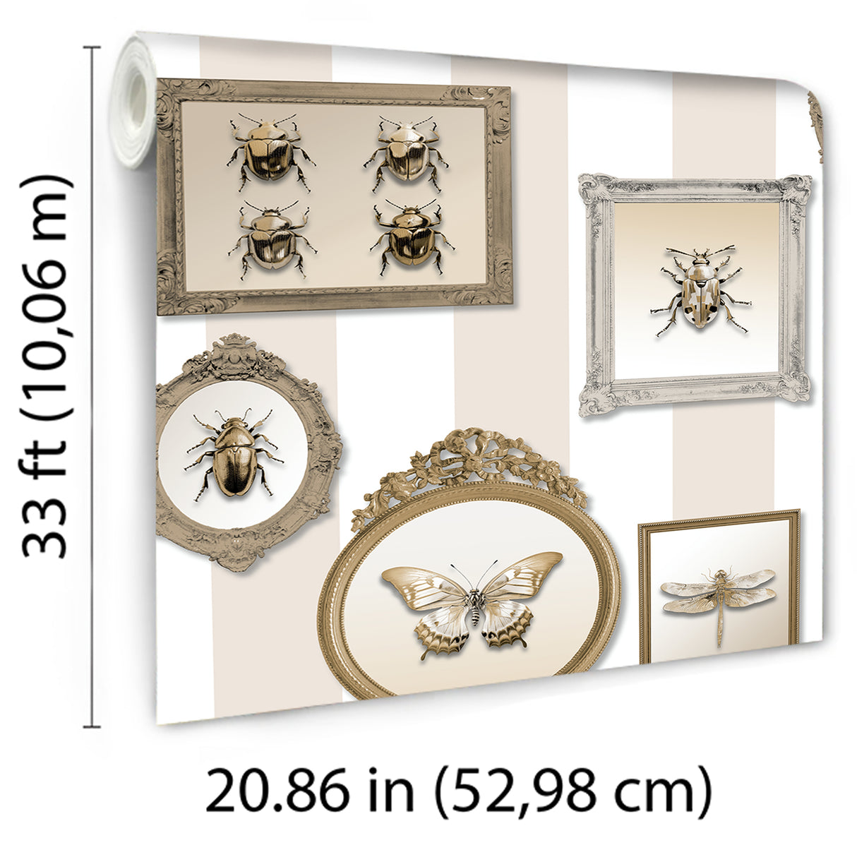 Entomology Gallery Beige by Veer Decor Novelty Wallpaper – 8196-AJ3
