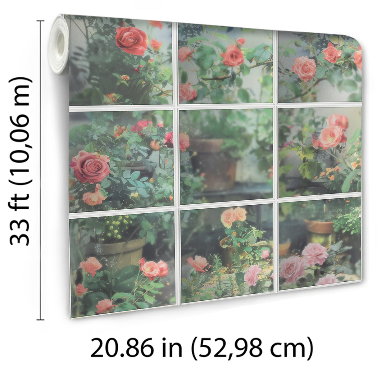 Rose Garden Window Green by Trompe L'Oeil Wallpaper – Veer Decor 8196-AN2