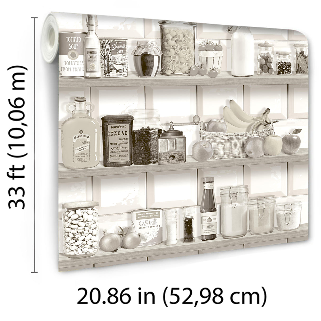 Kitchen Shelf Stories Sepia by Veer Decor Novelty Wallpaper – Veer Decor 8196-AO1