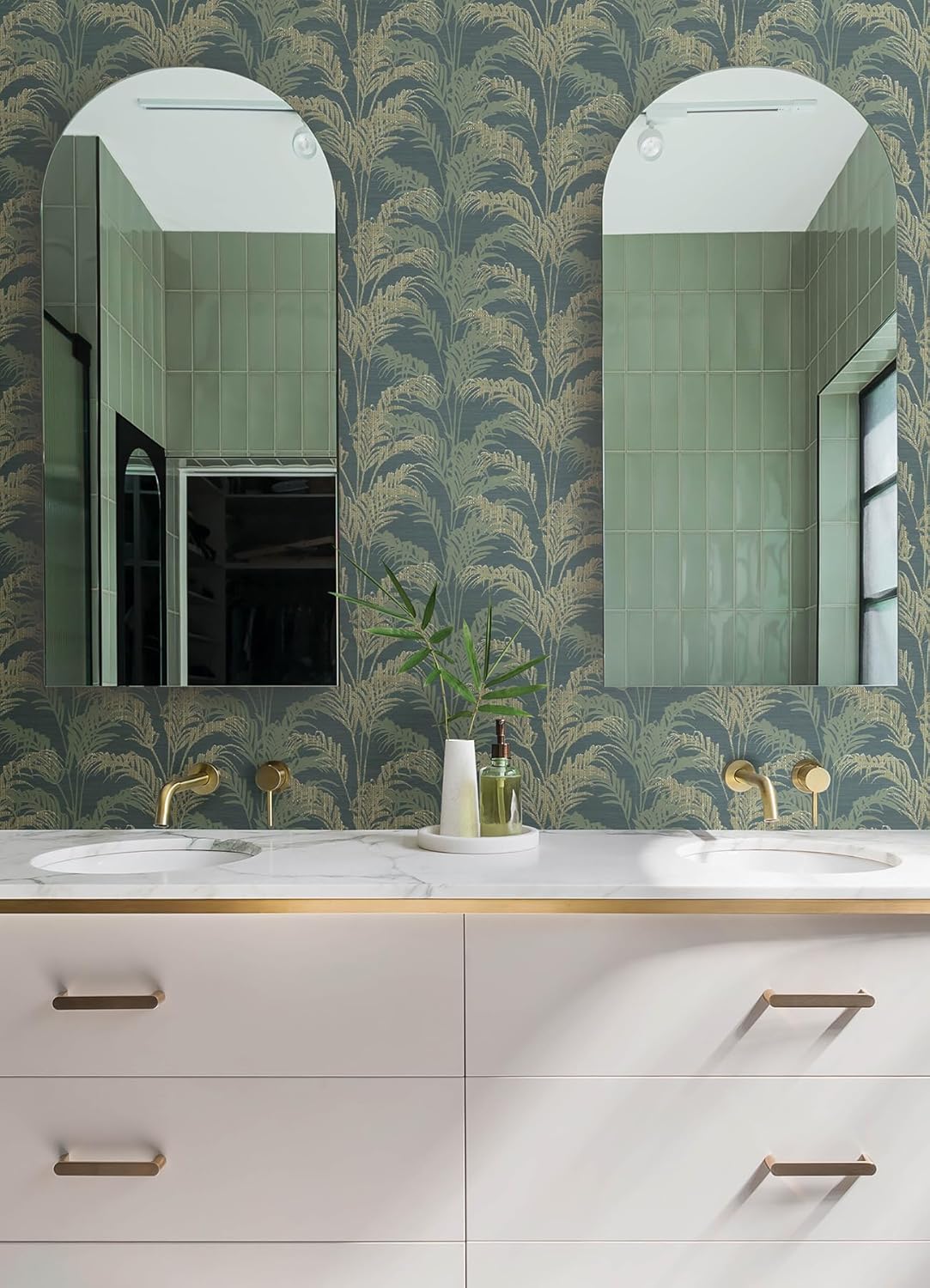 Rattan Teal by Advantage Palm Botanical Wallpaper- Brewster Home Fashions 4168-17731