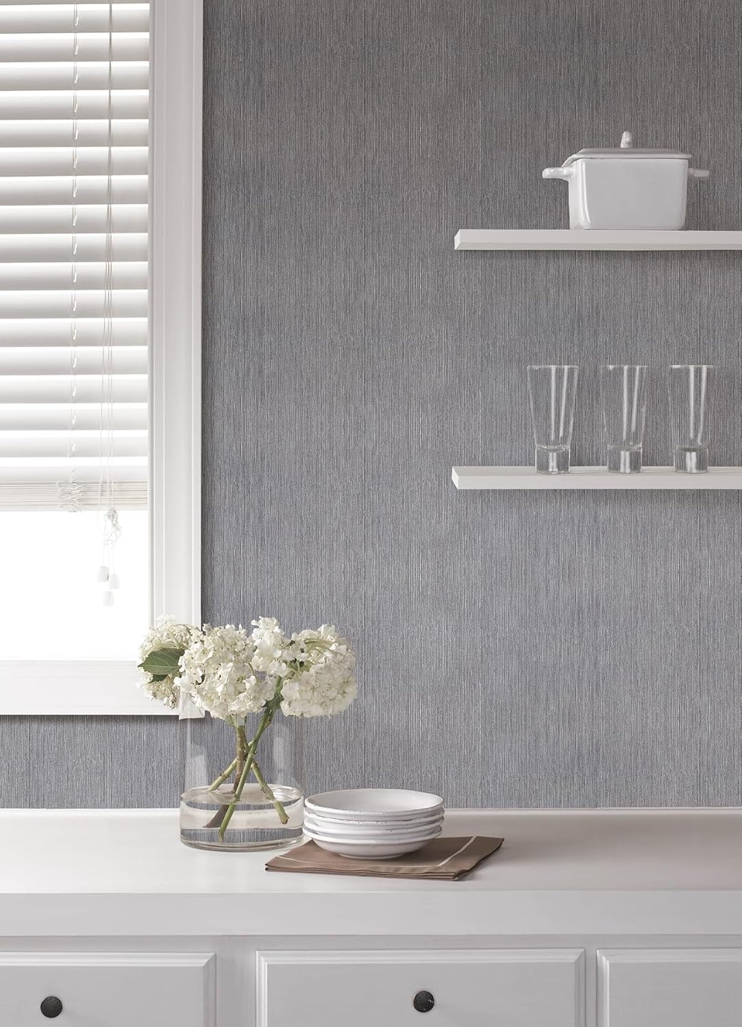 Sunshower Grey by Advantage Stria Wallpaper – Brewster Home Fashions 4168-16639