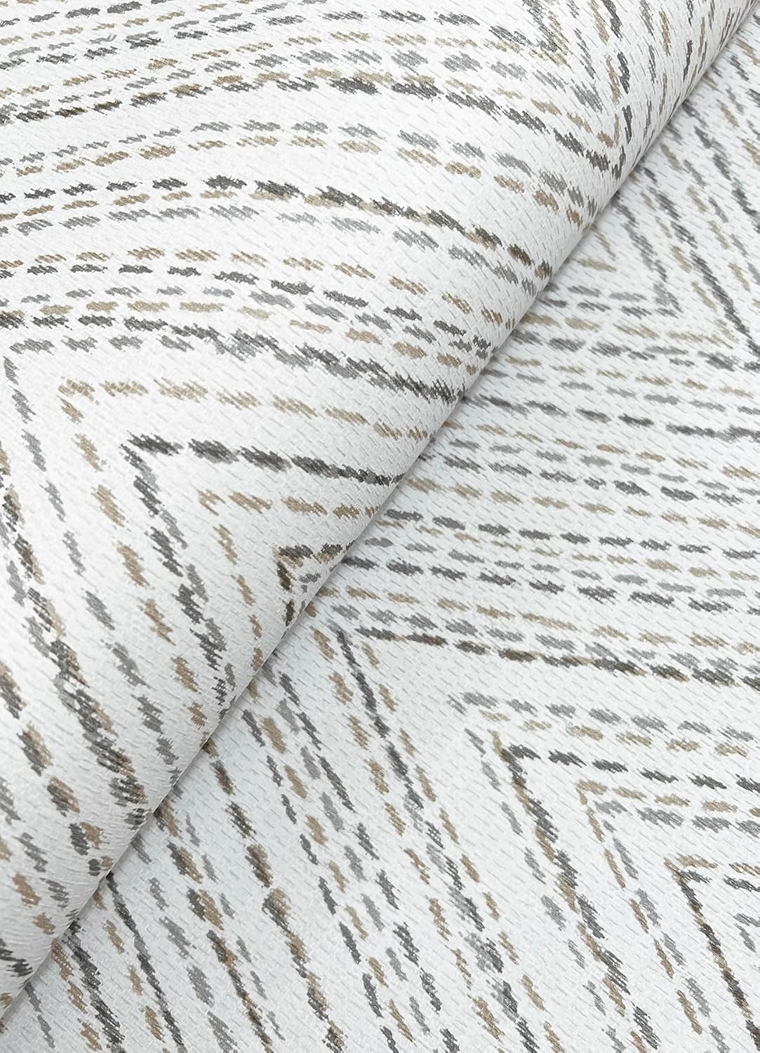 Lainey Neutral by A-Street Prints Stitched Chevron Wallpaper- Brewster Home Fashions 4147-27369