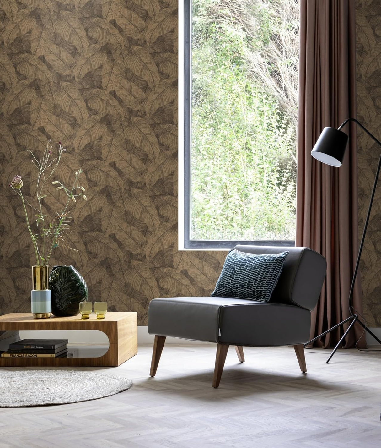 Galner Copper by Rasch Leaves Wallpaper – Brewster Home Fashions RH720570