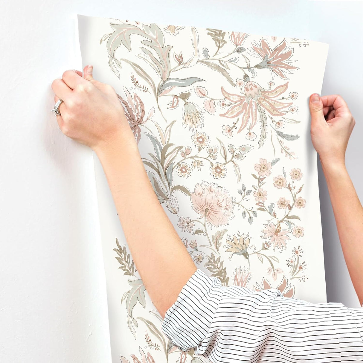 Teonna Light Pink by A-Street Prints Floral Stripe Wallpaper – A-Street Prints 4147-27399