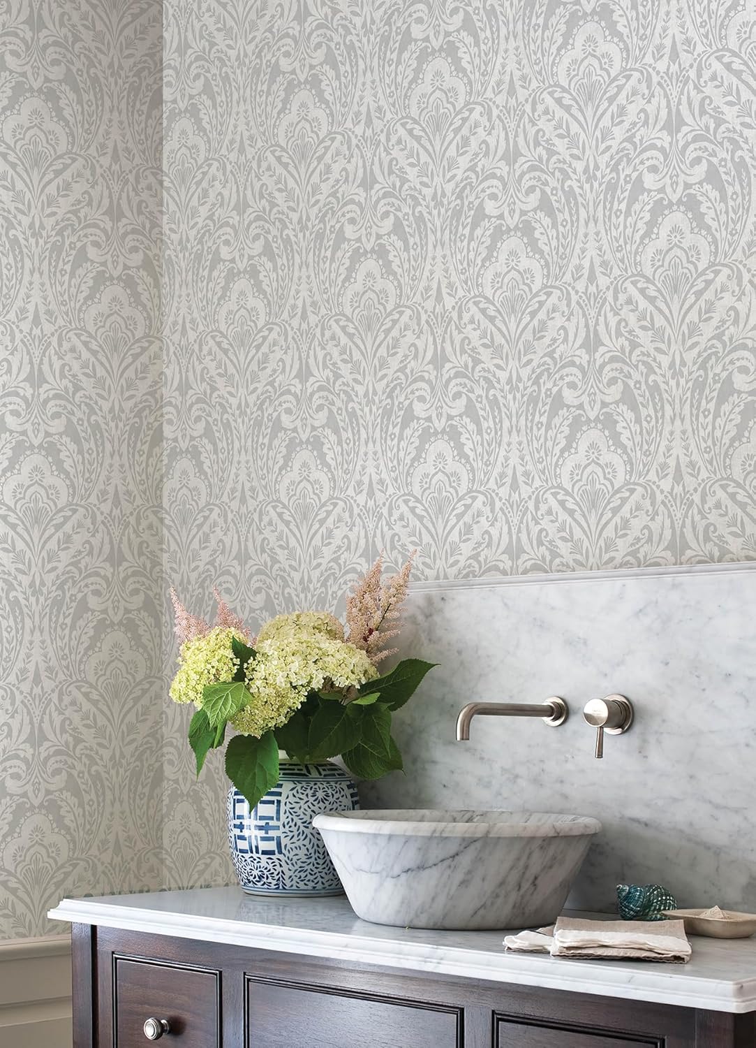 Berkshire Grey by A-Street Prints Damask Wallpaper – A-Street Prints 4147-27381