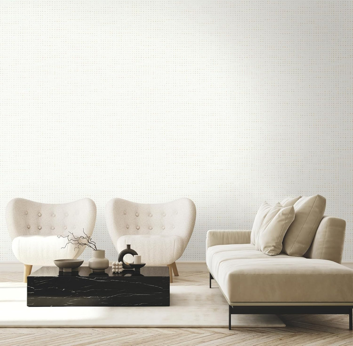 Brielle Ivory by Warner Polka Dot Wallpaper- Brewster Home Fashions 4181-4700