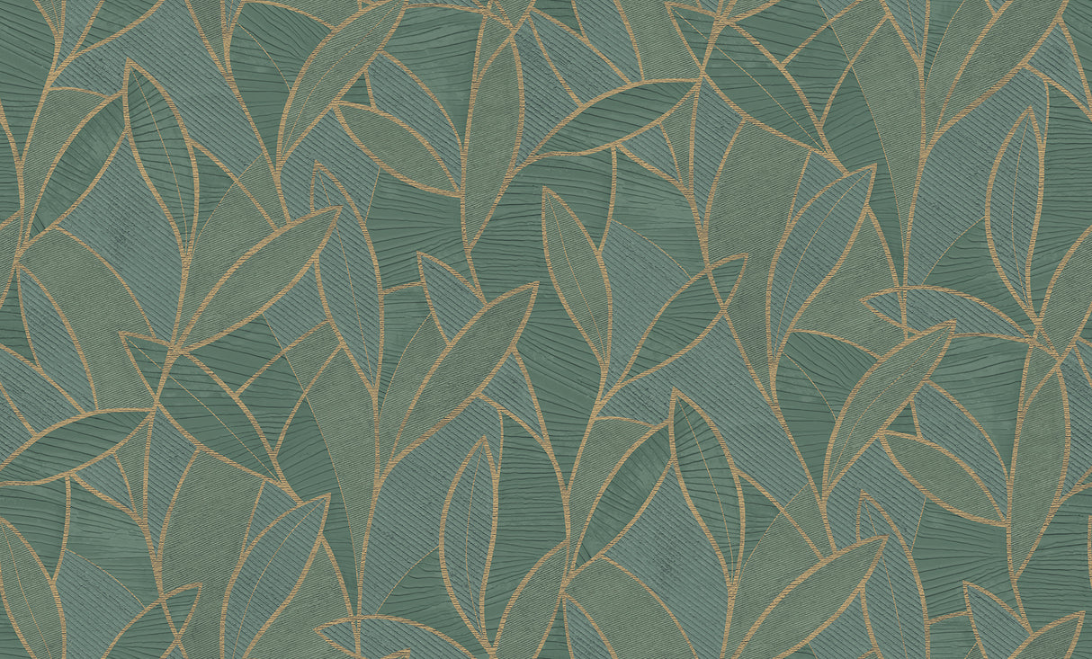 Carved Leaf Dark Moss by Veer Decor Nature Wallpaper – Veer Decor 8249-AC4