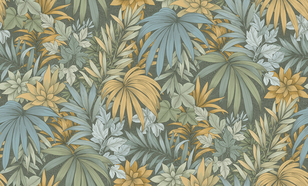 Allure Jungle Dark Moss by Veer Decor Tropical Wallpaper – Veer Decor 8249-AD3