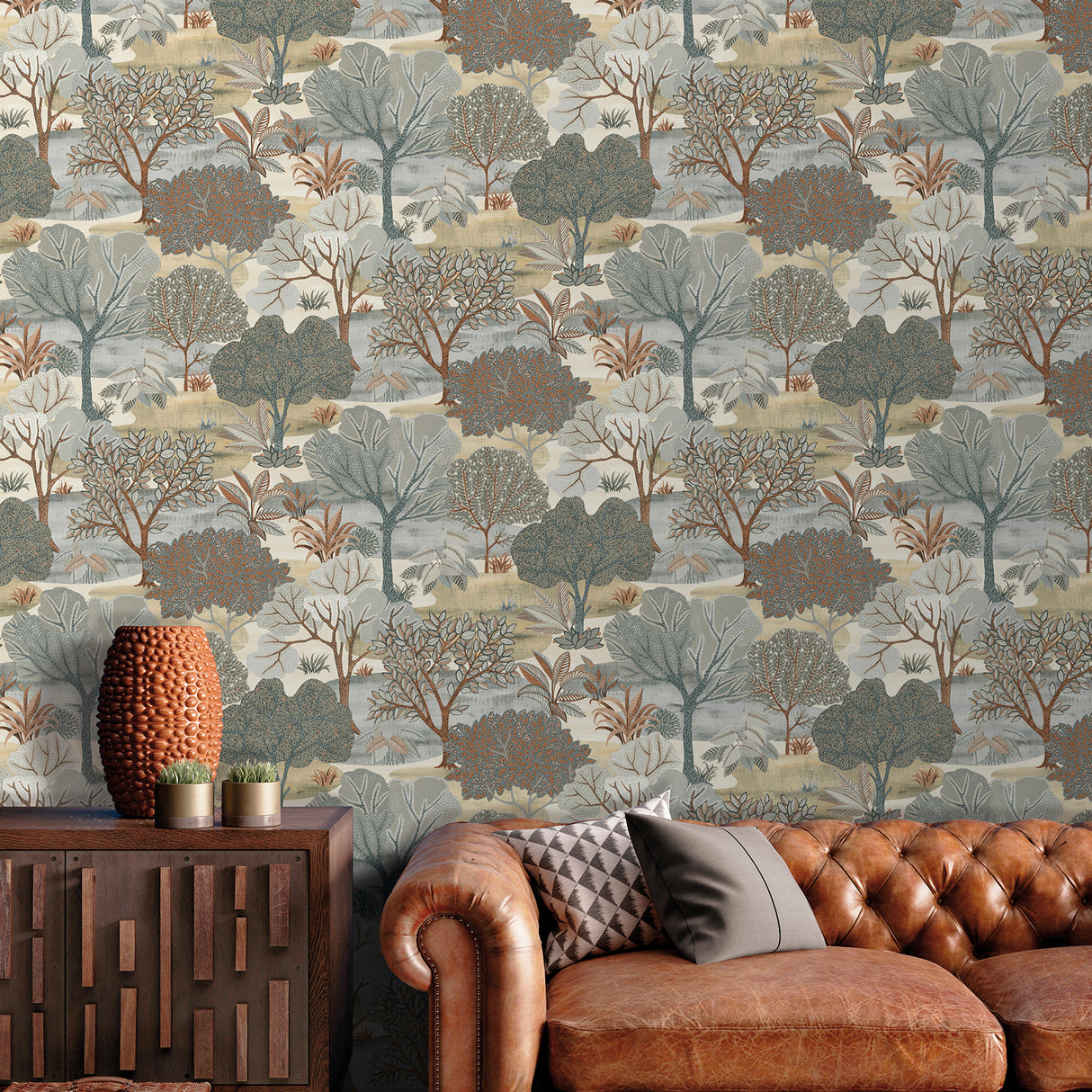 Allure Forest Taupe by Veer Decor Nature Wallpaper – Veer Decor 8249-AE2