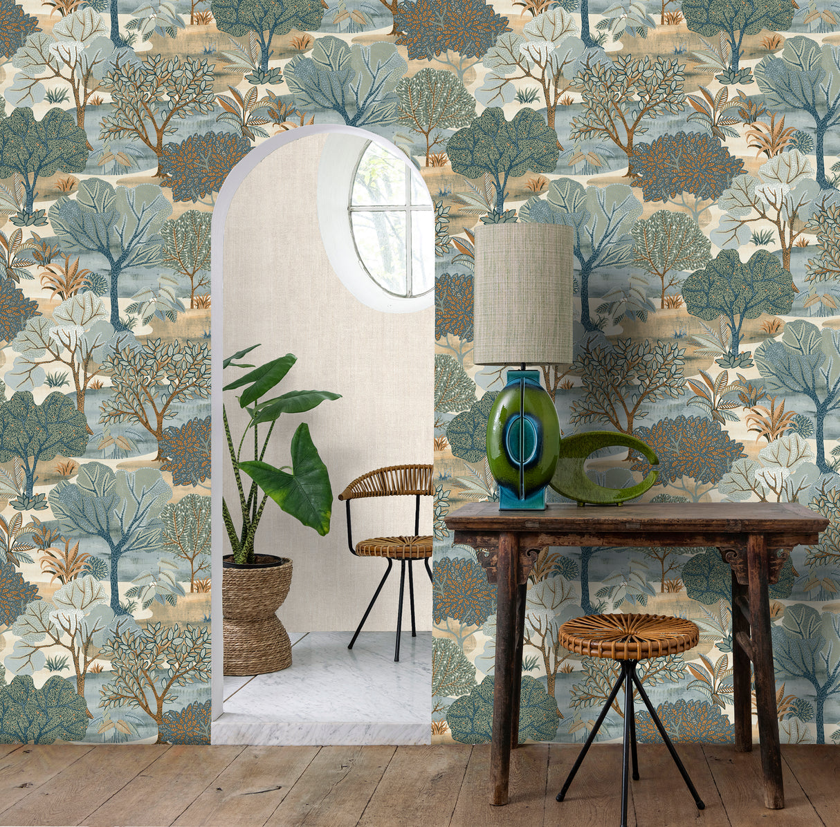 Allure Forest Blue by Veer Decor Nature Wallpaper – 8249-AE3