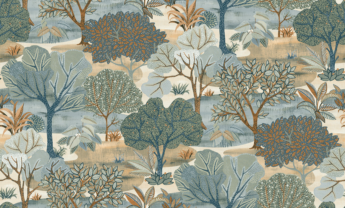 Allure Forest Blue by Veer Decor Nature Wallpaper – 8249-AE3