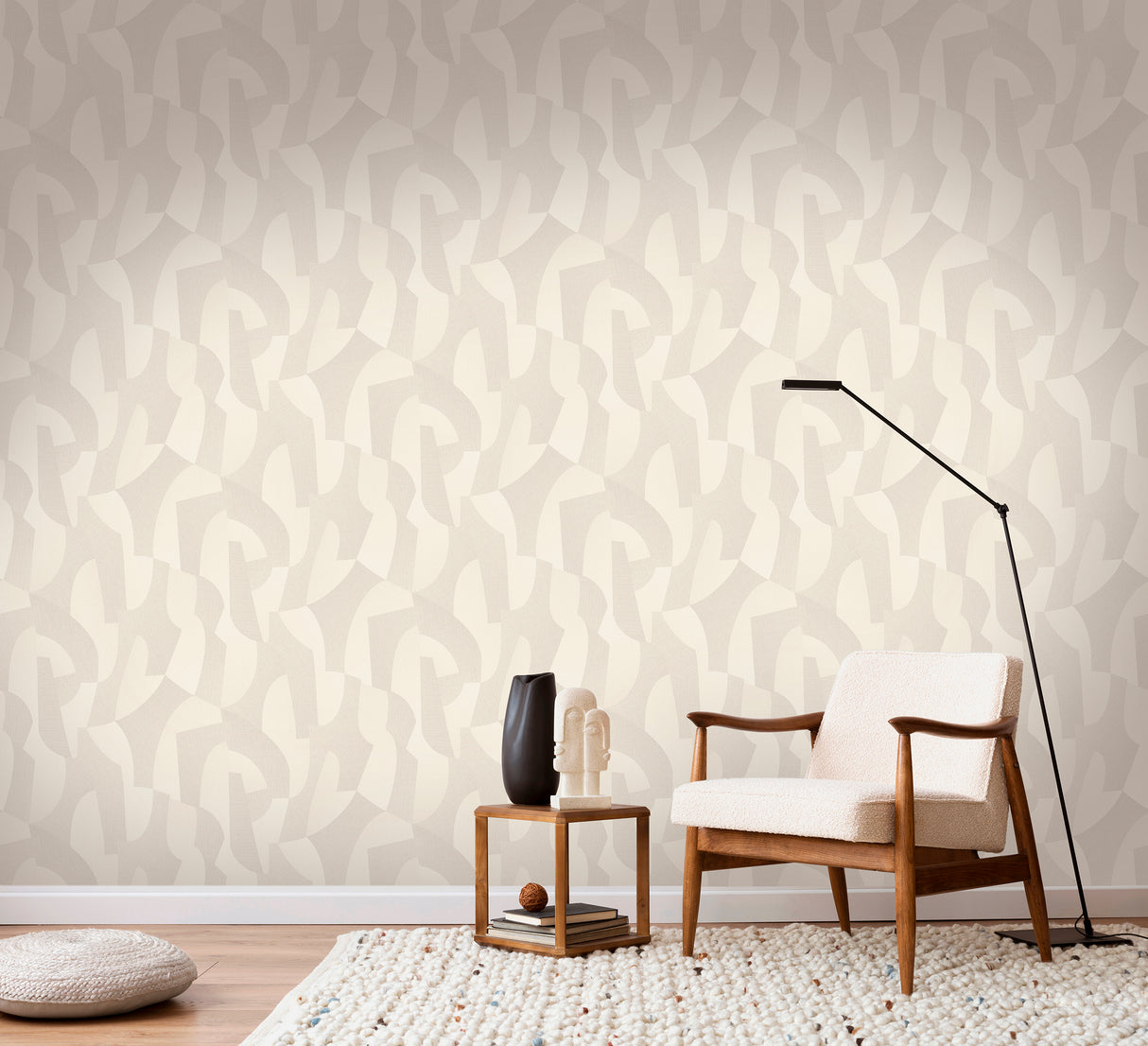 Sculpted Motion Beige by Veer Decor Abstract Wallpaper – Veer Decor 8249-AG1