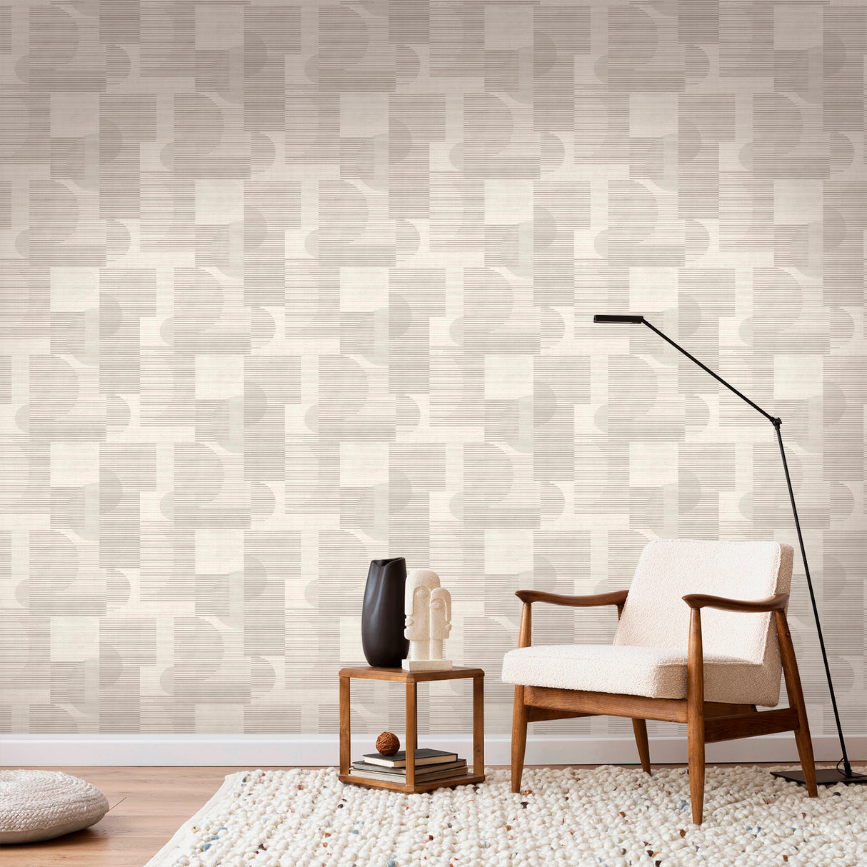 Geo Rhythm White by Veer Decor Abstract Geometric Wallpaper – Veer Decor 8249-AH1
