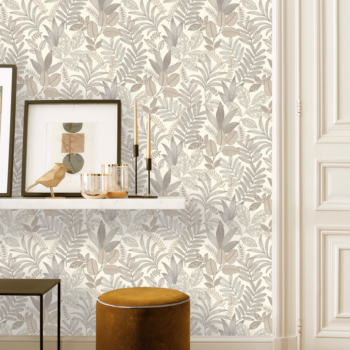 Allure Foliage White by Veer Decor Botanical Wallpaper – Veer Decor 8249-AI1