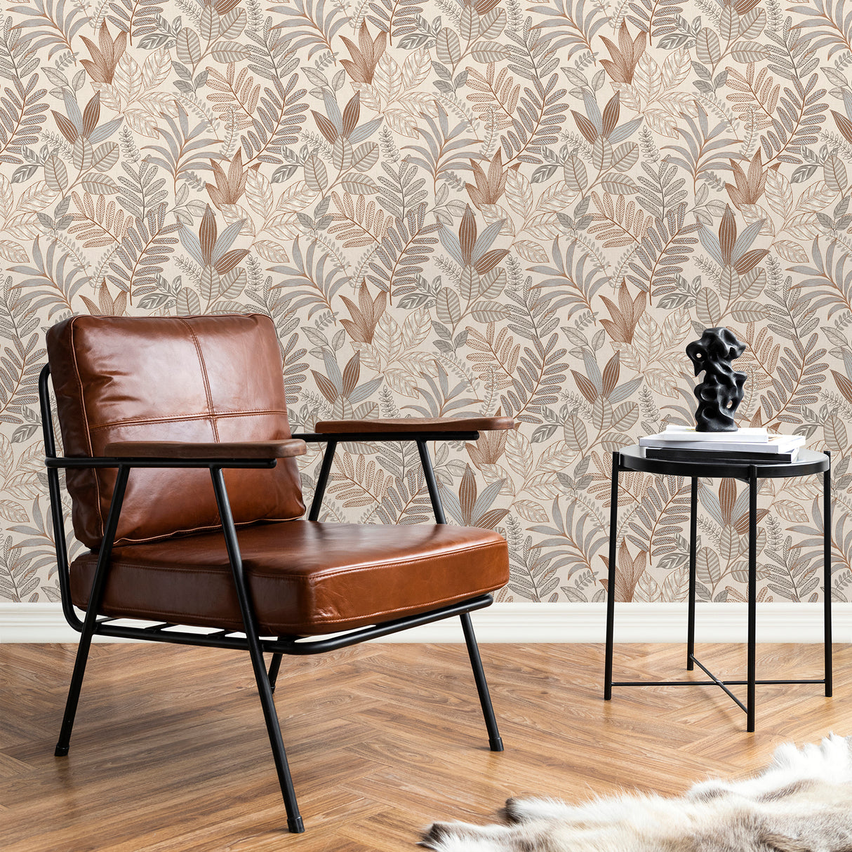 Allure Foliage Taupe by Veer Decor Botanical Wallpaper – Veer Decor 8249-AI3