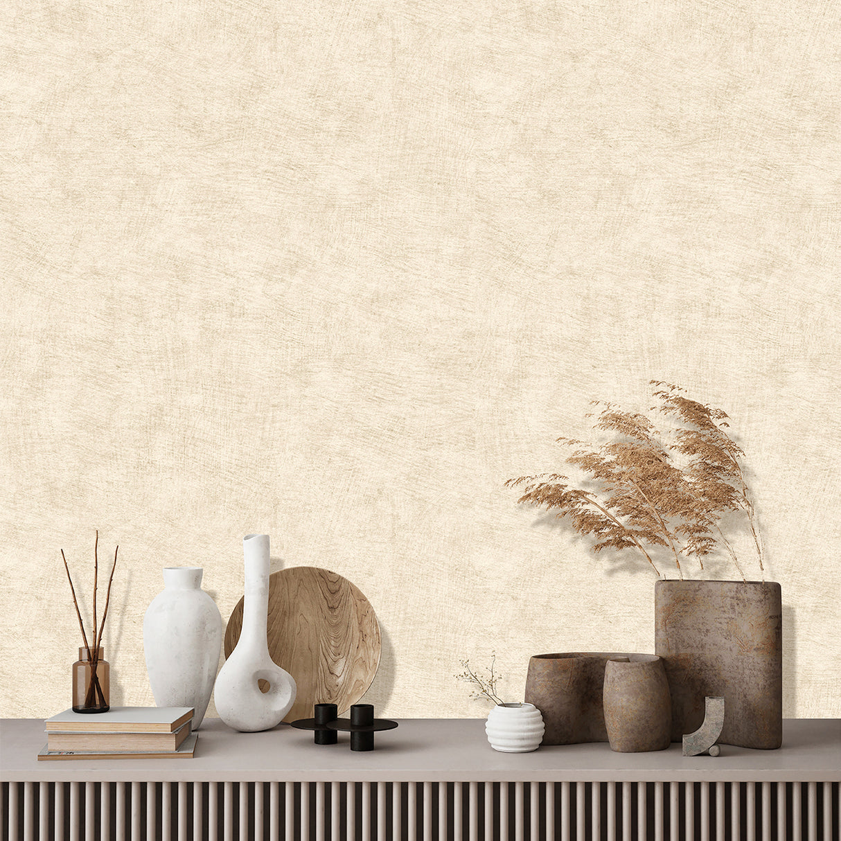 Pampas Plain Brushed Texture Light Beige by Veer Decor Textured Wallpaper – Veer Decor 8250-AA4