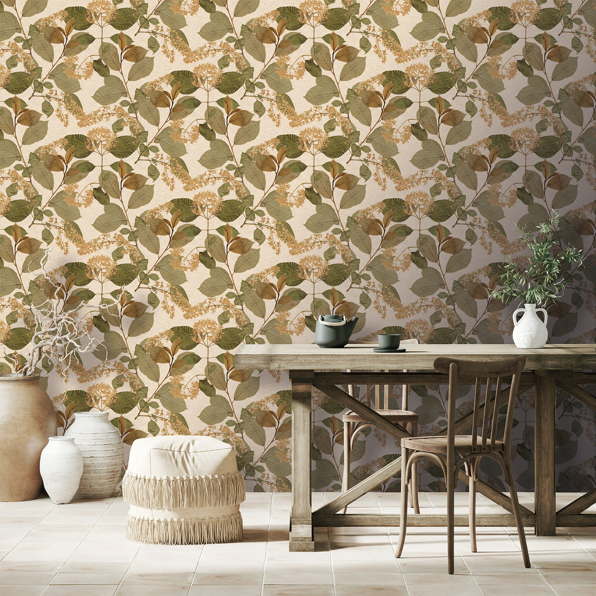 Castanum Bloom Apricot Orange by Veer Decor Floral Wallpaper – Veer Decor 8250-AC2