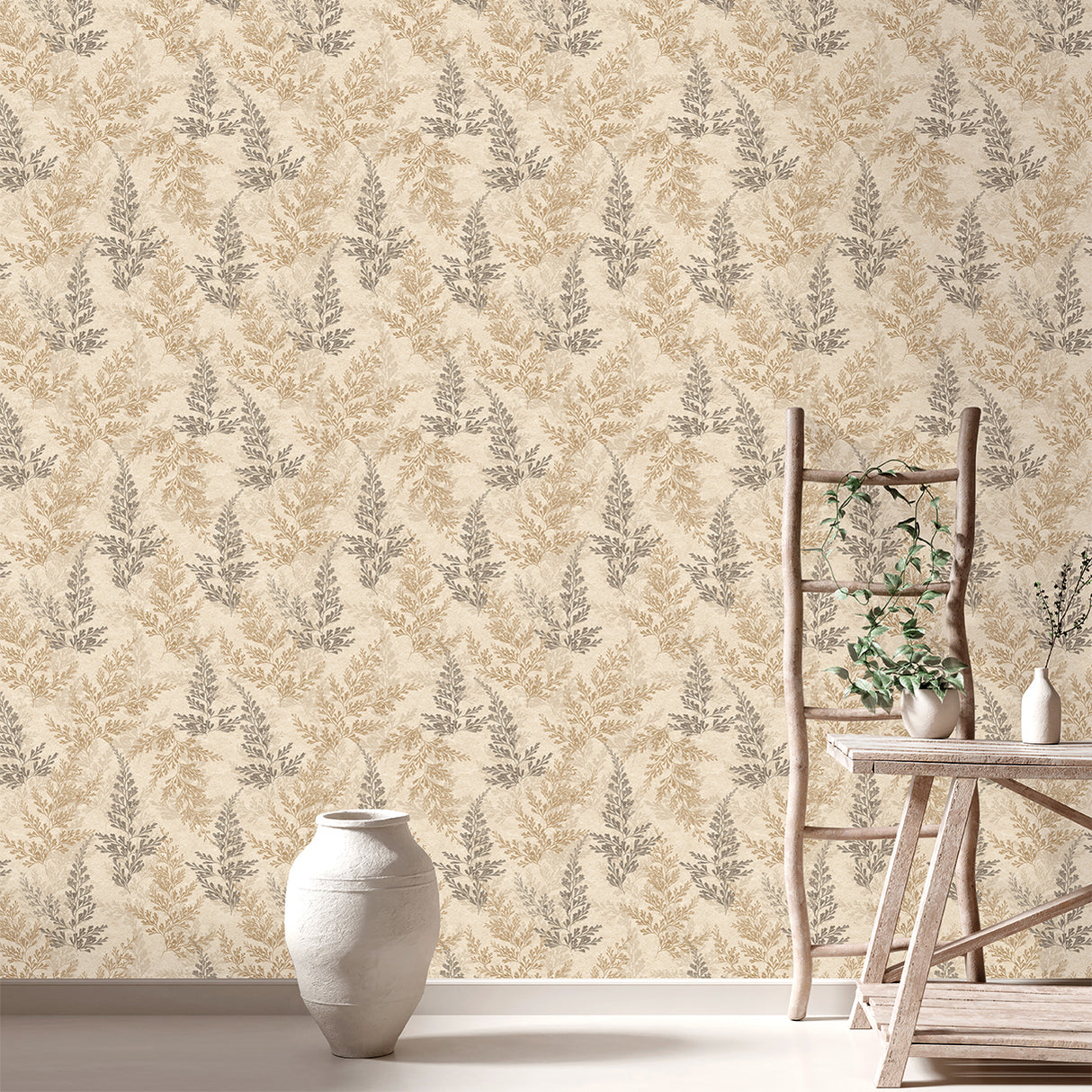 Wild Herbs Warm Beige by Veer Decor Botanical Wallpaper – Veer Decor 8250-AH1