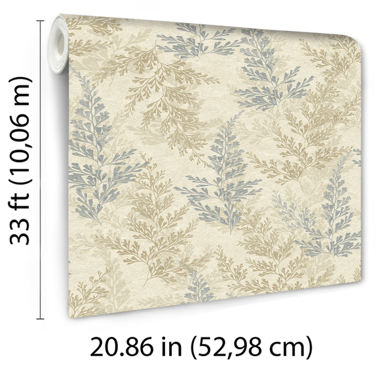 Wild Herbs Blue Beige by Veer Decor Botanical Wallpaper – Veer Decor 8250-AH2