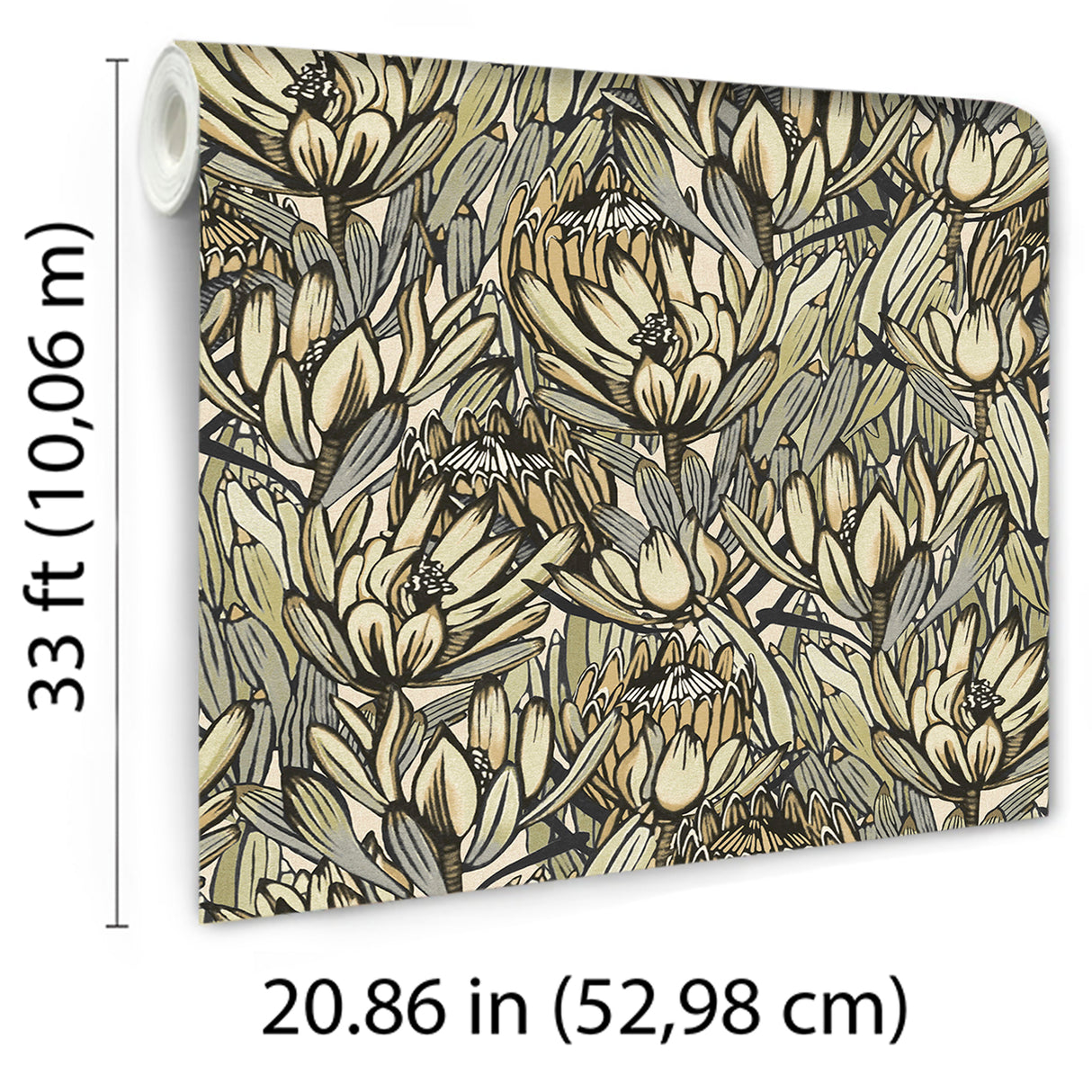 Copacabana Cream and Grey by Veer Decor Floral Wallpaper – Veer Decor 8251-AD1