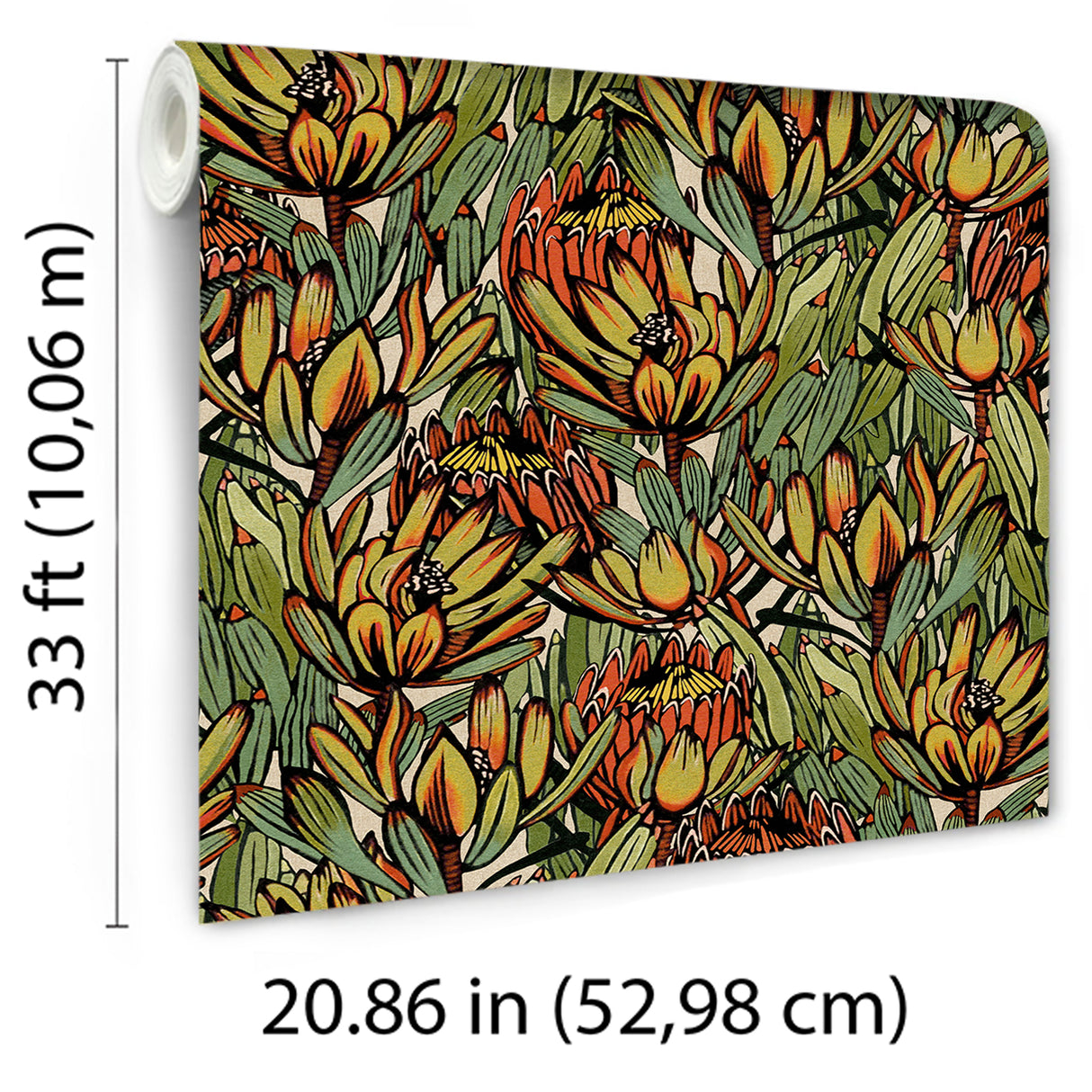 Copacabana Green and Orange by Veer Decor Floral Wallpaper – Veer Decor 8251-AD3