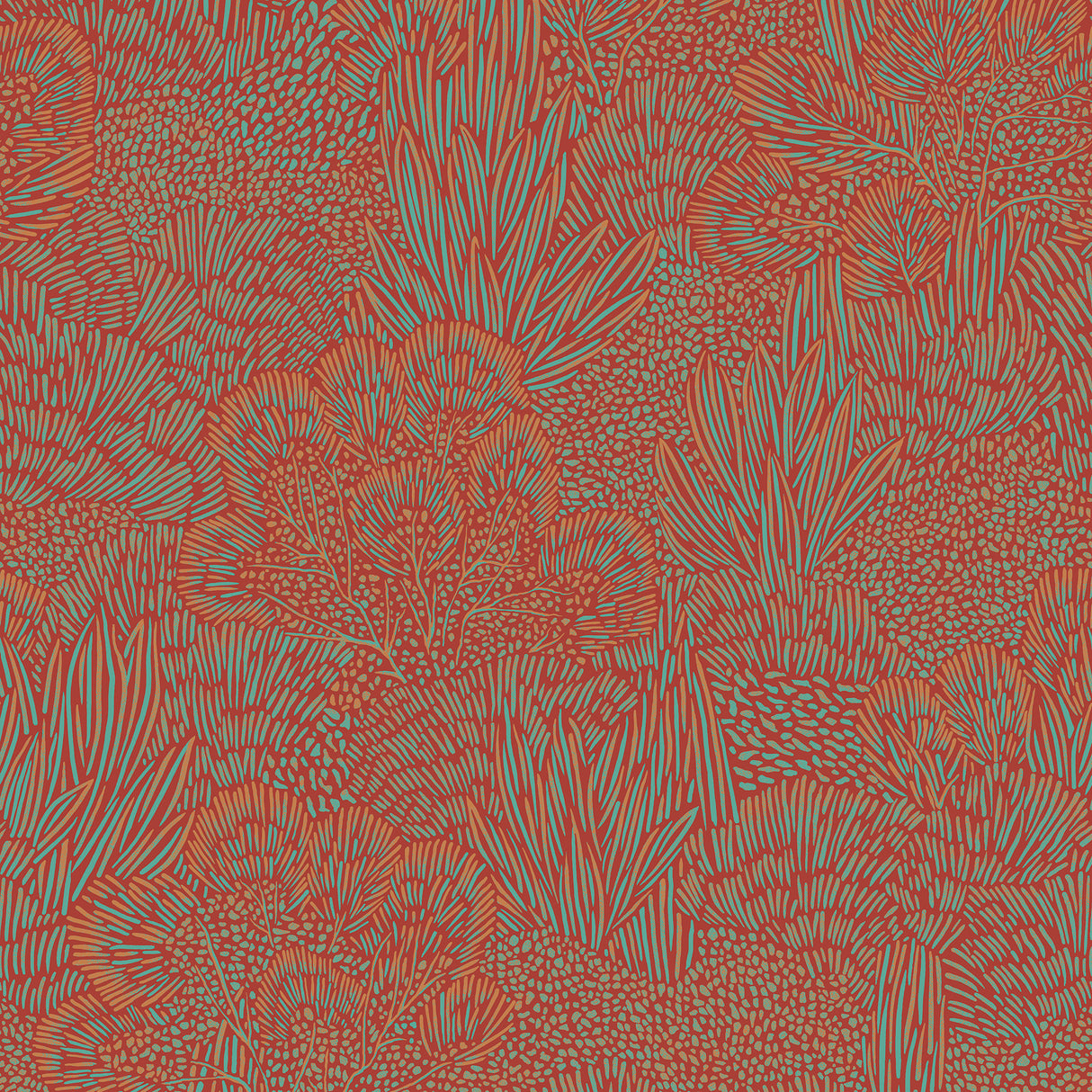 Samba Botanica red and blue floral non-woven wallpaper roll and pattern close-ups