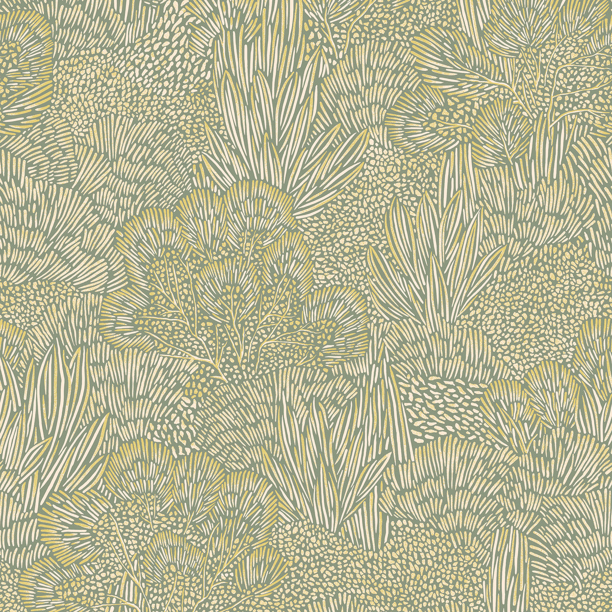 Samba Botanica Green and Gold Botanical Wallpaper | 20.86 in x 33 ft ...