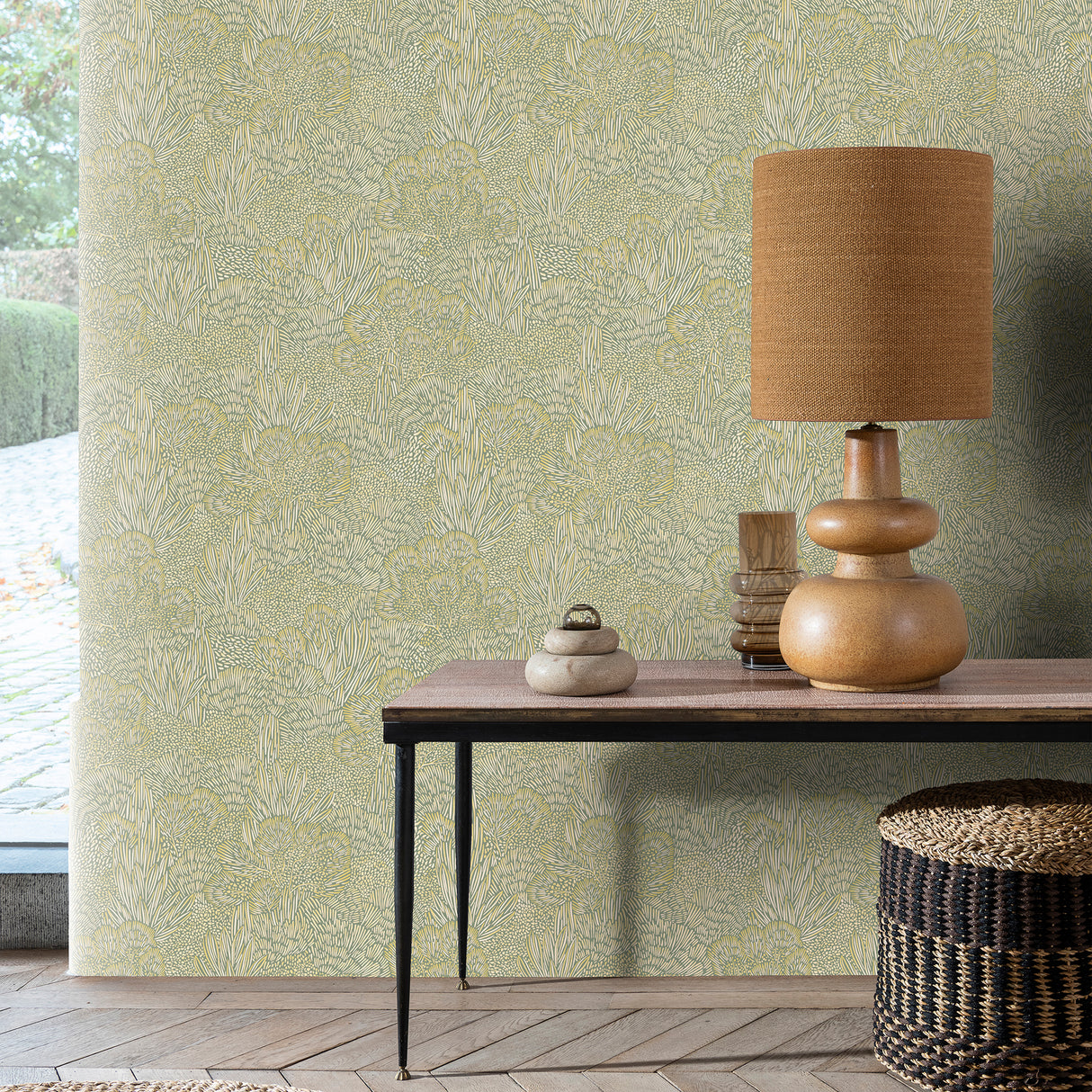 Samba Botanica Green and Gold by Veer Decor Botanical Wallpaper – Veer Decor 8251-AG4