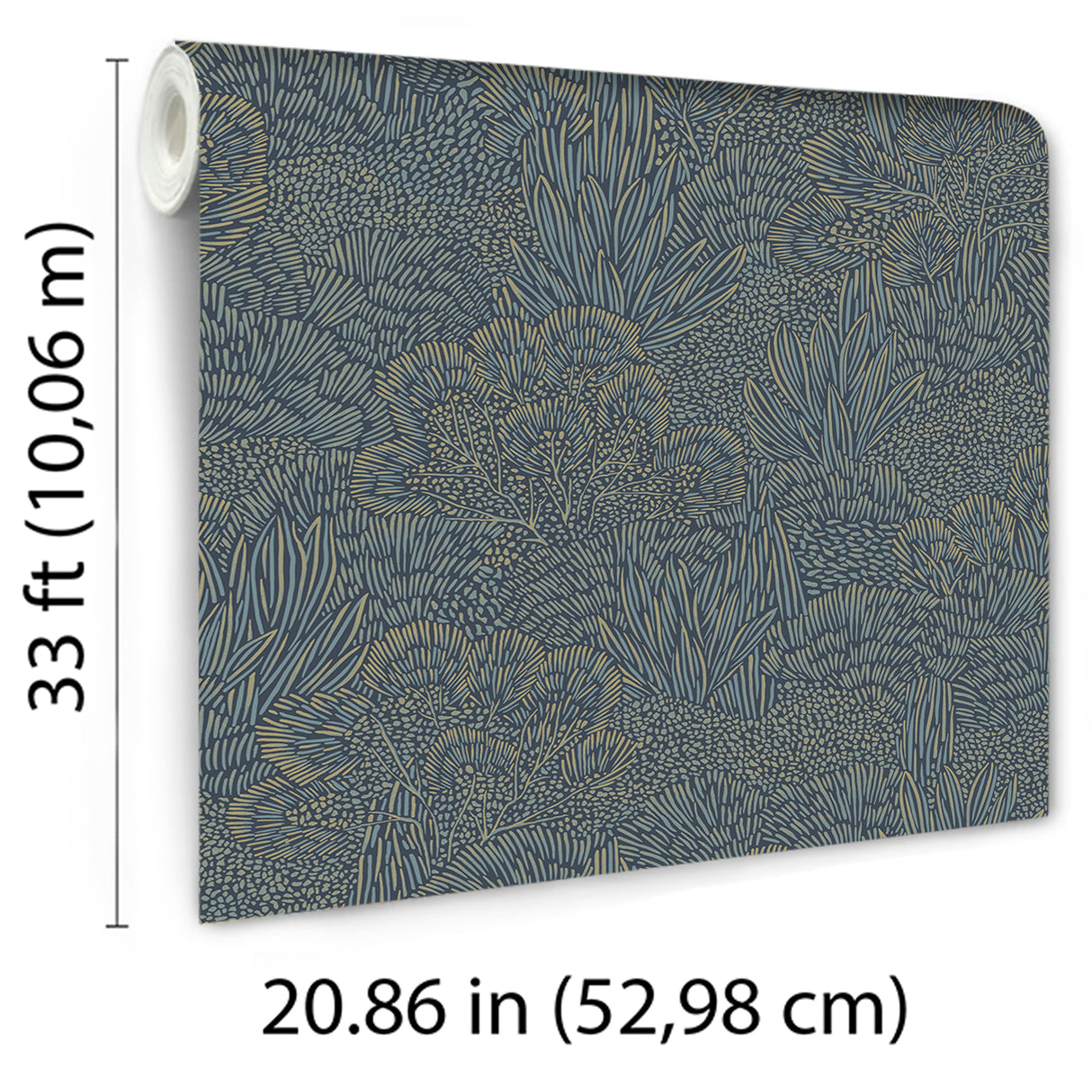 Samba Botanica Blue and Gold by Veer Decor Botanical Wallpaper – Veer Decor 8251-AG5