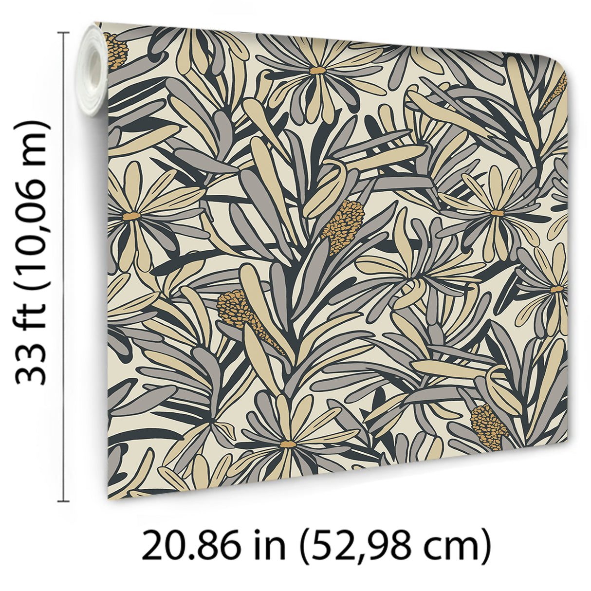 Fandango Bloom White and Grey by Veer Decor Floral Wallpaper – 8251-AH1