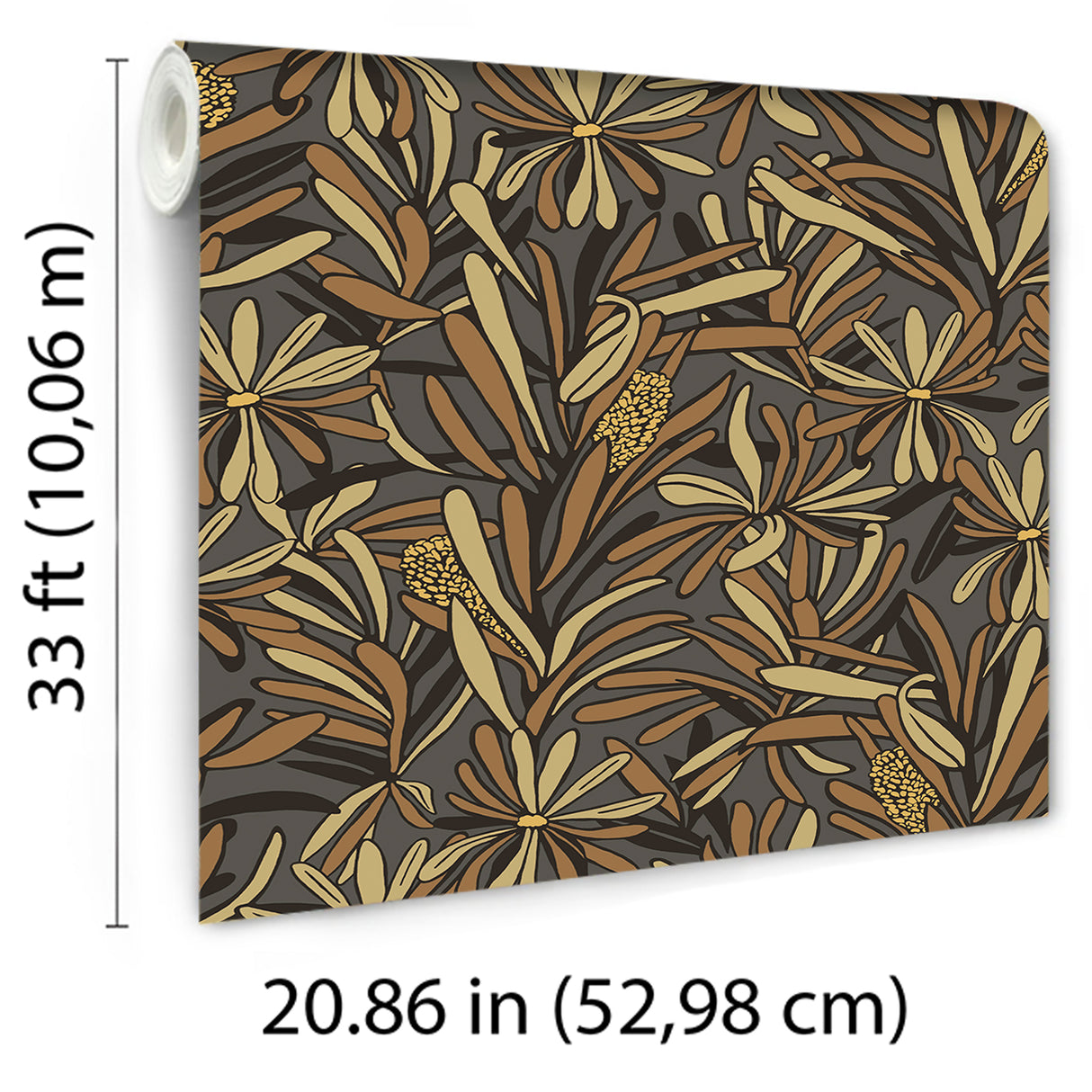 Fandango Bloom Camel and Black by Veer Decor Floral Wallpaper – Veer Decor 8251-AH3
