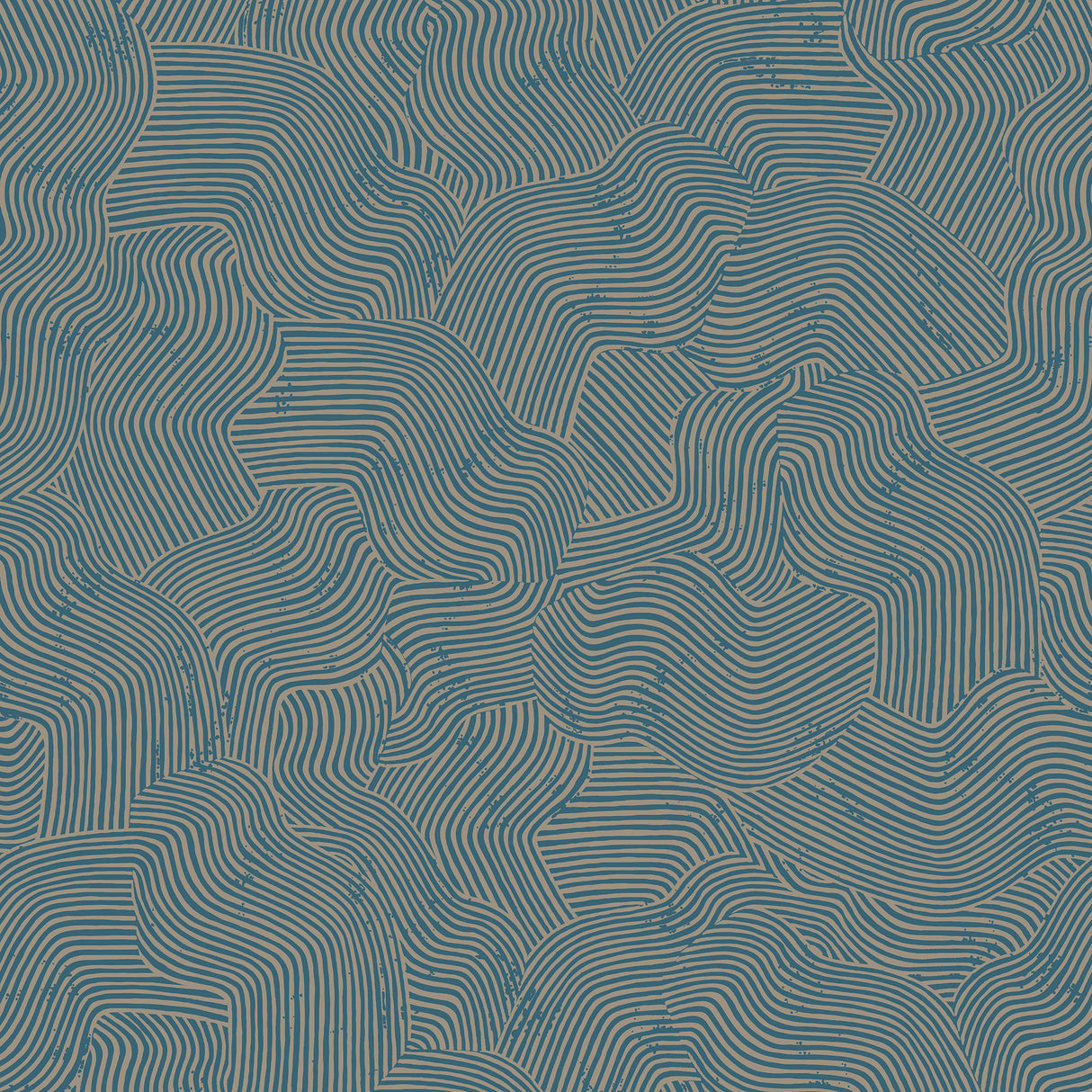 Bahia Dunes Navy abstract non-woven wallpaper roll with undulating line pattern