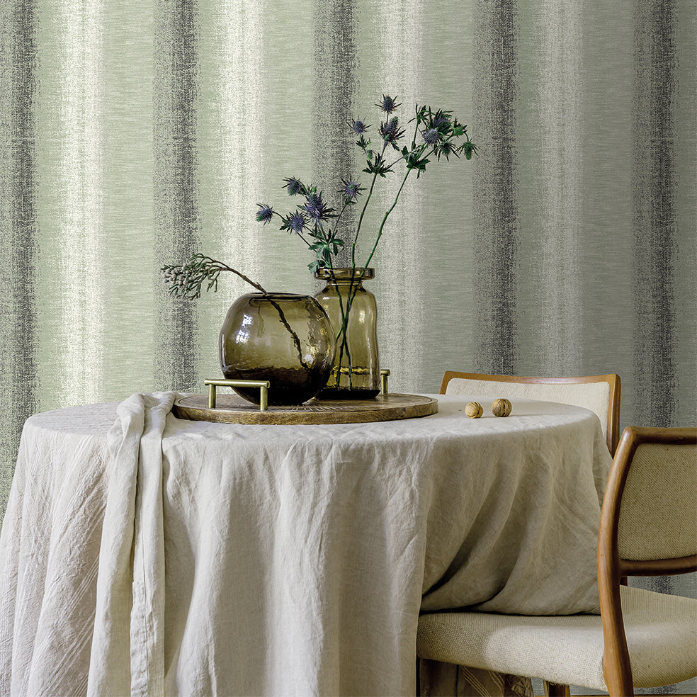 Woven Gradient Stripe Green by Veer Decor Textured Stripe Wallpaper – Veer Decor 8252-AD5