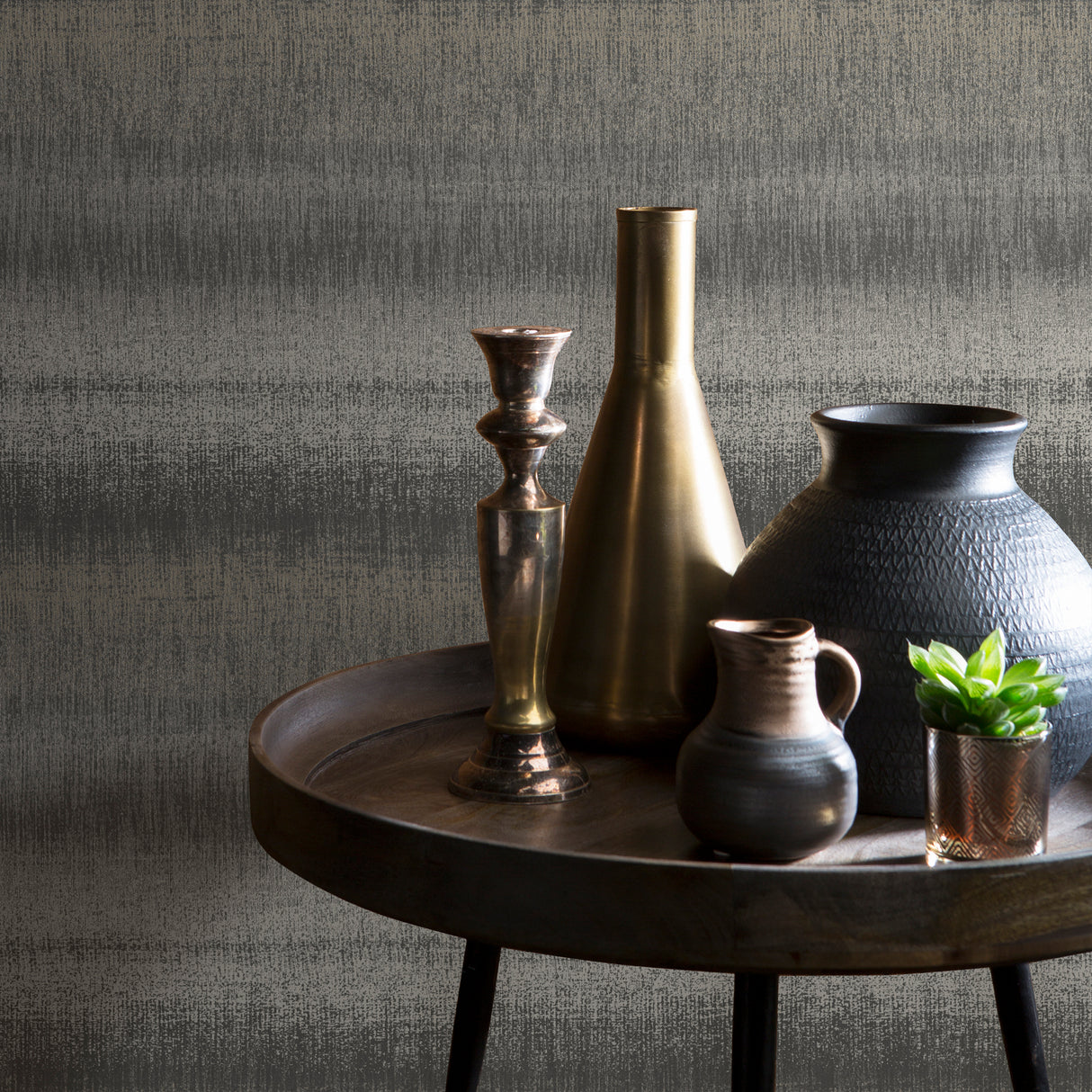 Woven Gradient Stripe Brown by Veer Decor Textured Stripe Wallpaper – Veer Decor 8252-AD6