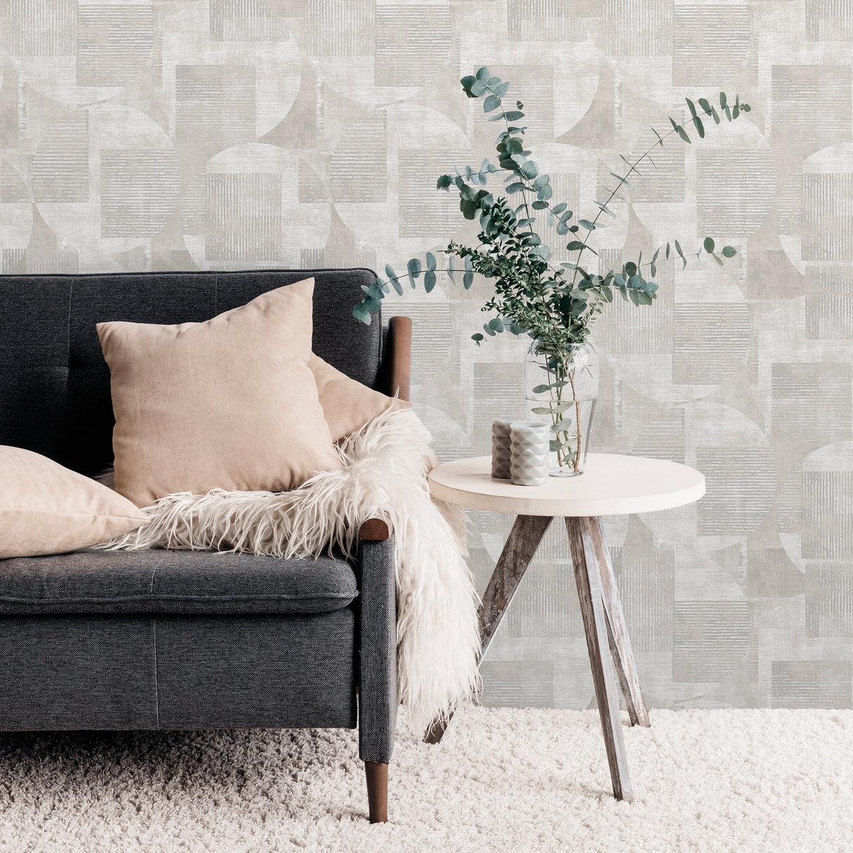Geo Canvas White by Whimsical Abstract Geometric Wallpaper – Veer Decor 8252-AF1