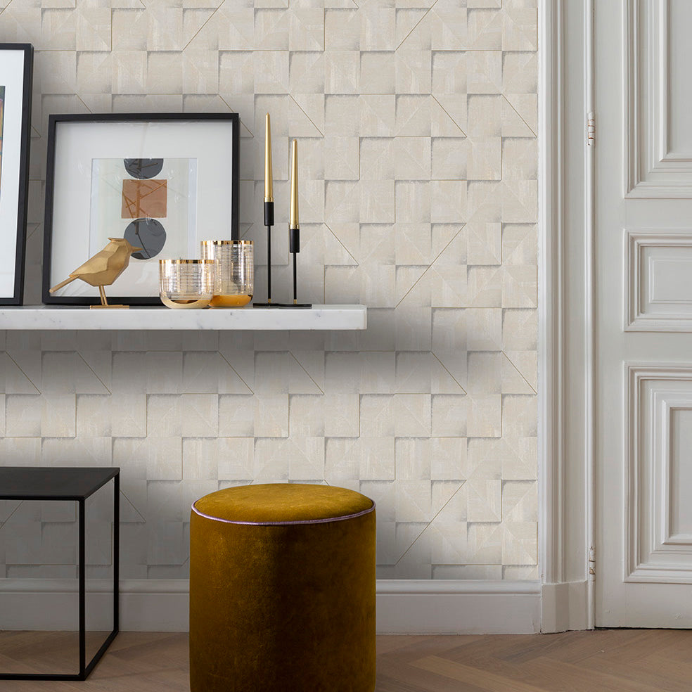 Prism Grid White by Veer Decor Abstract Textured Wallpaper – 8252-AG1