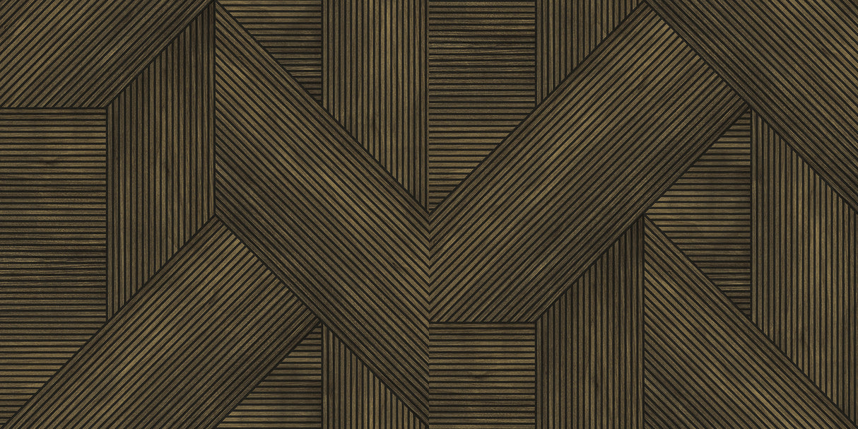Sculpted Chevron Wood Panels Brown by — Geometric Textured Wallpaper – 8252-AH4
