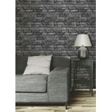Davis Charcoal by Fine Decor Rustic Brick Wallpaper – Brewster Home Fashions FD31284
