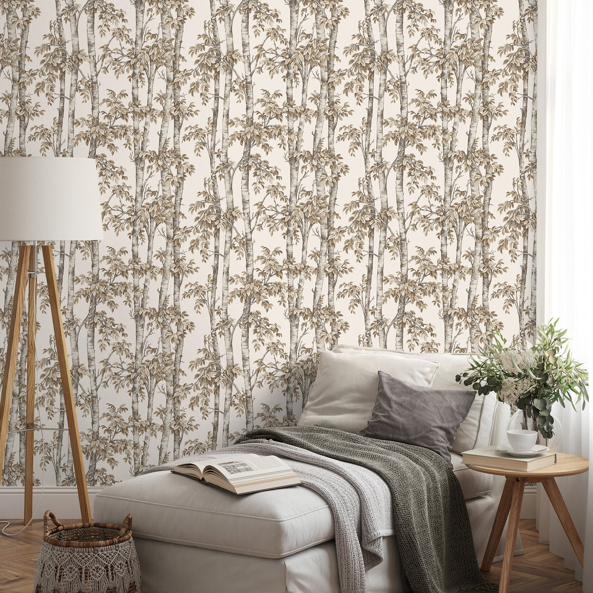 Bastian Neutral by Fine Decor Trees Wallpaper – Brewster Home Fashions FD43343
