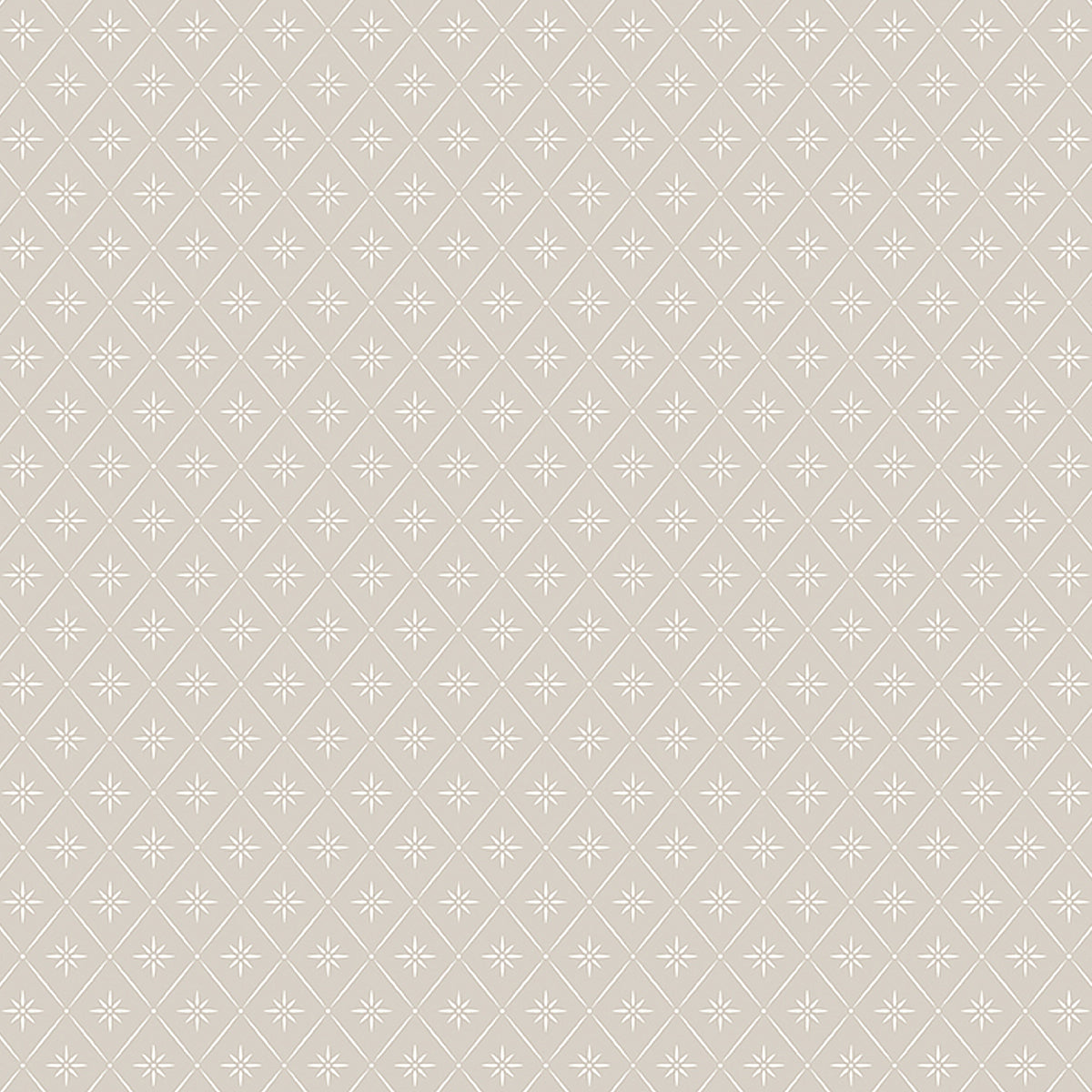 Windrose wallpaper in stone by Boråstapeter for Schumacher, featuring a geometric eight-point star trellis pattern in a neutral colorway.