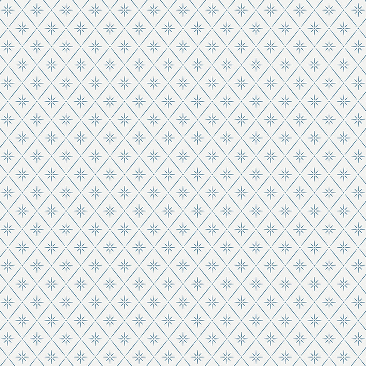 Windrose blue geometric trellis wallpaper by Boråstapeter for Schumacher, shown in a styled living room and pattern close-up.