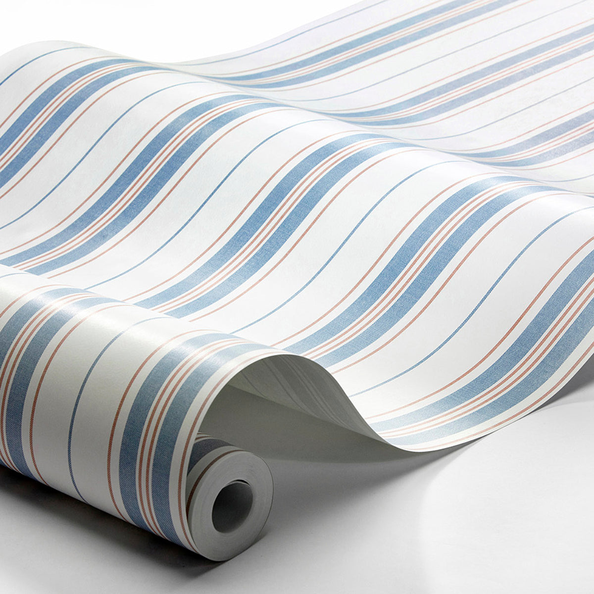 HAMNSKÄR STRIPE Blue and Red by Boråstapeter Nautical Striped Wallpaper – Schumacher 8874