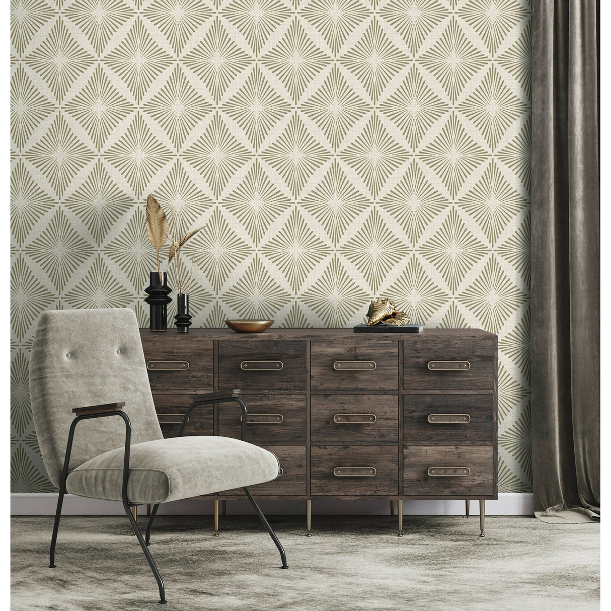 Denver Neutral by Fine Decor Starburst Vinyl Wallpaper – Brewster Home Fashions FD43749