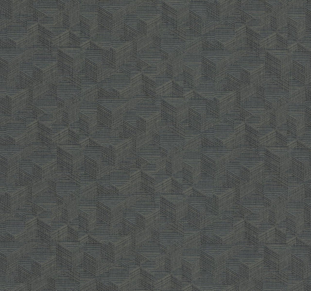 Naila Denim Geo Weave Wallpaper by Warner