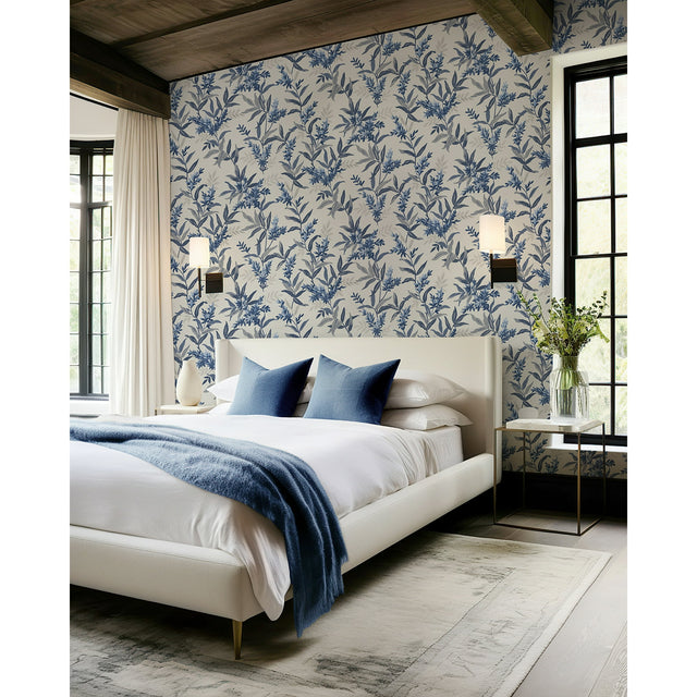 Olivia Blue by Belgravia Decor Floral Wallpaper – Brewster Home Fashions BG5905