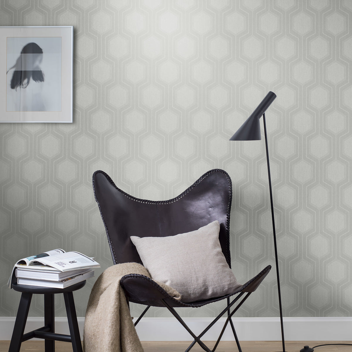 Graphic Hexagon Grey by Boråstapeter Modern Geometric Wallpaper – Schumacher 9306