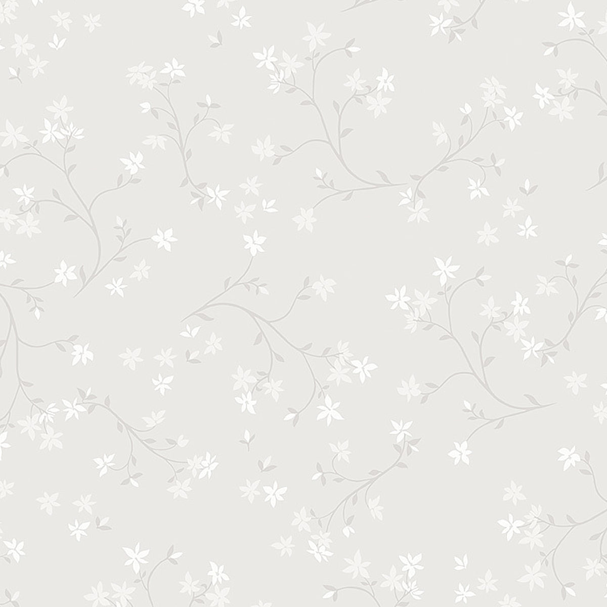 Fresh Air wallpaper in grey by Boråstapeter for Schumacher, featuring delicate corn lily blossoms in a swirling pattern.